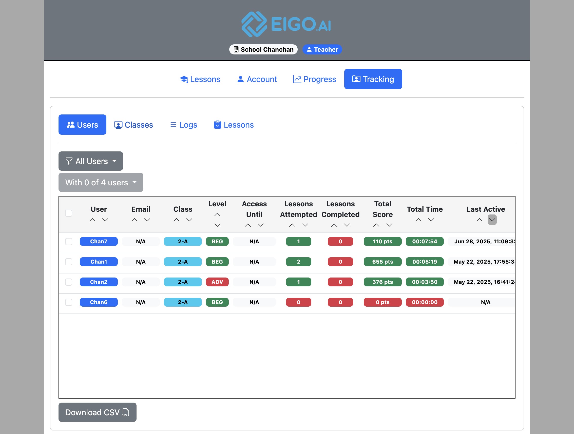 Screenshot for How to add students to a class in your institution, step 2