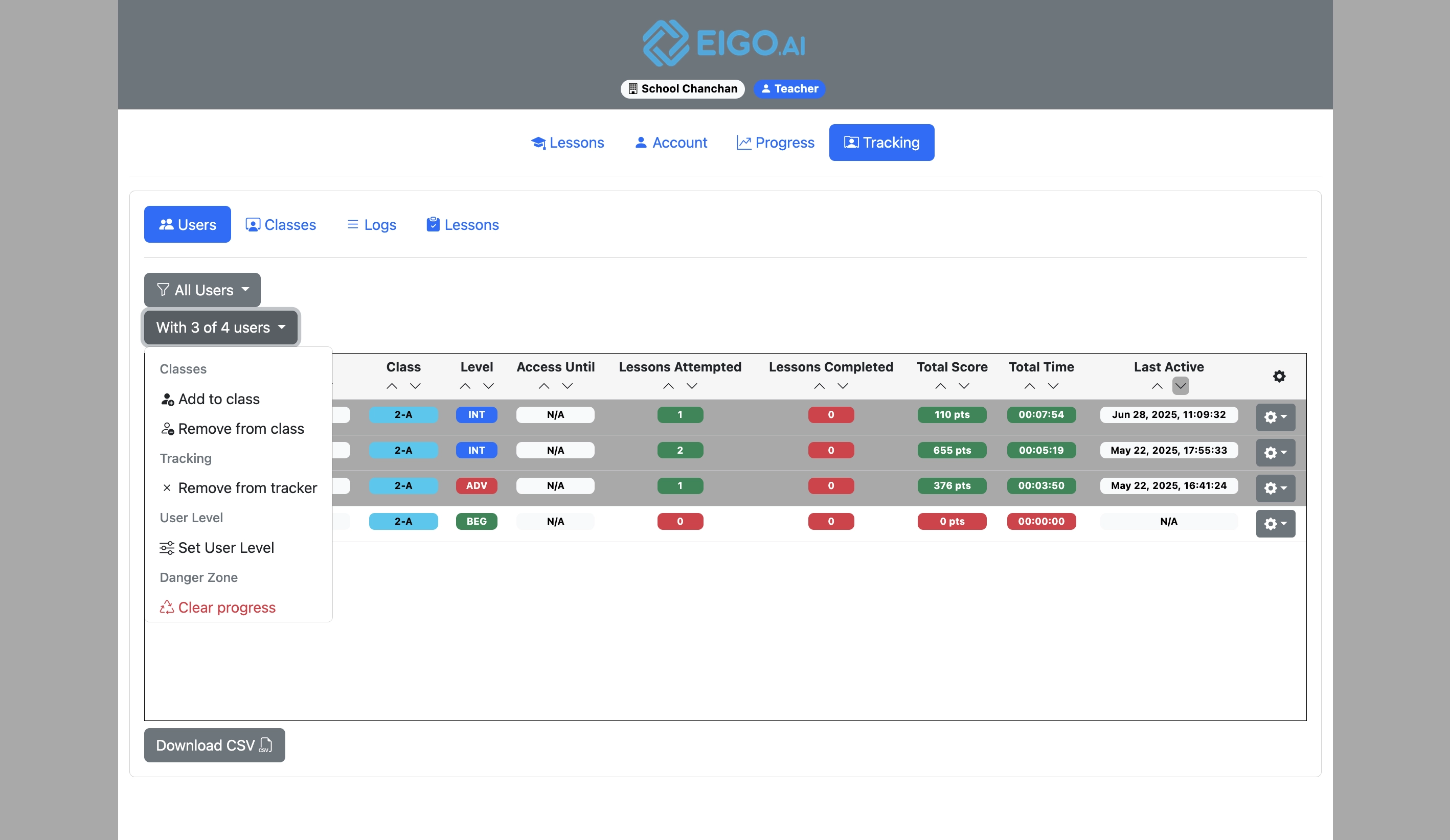 Screenshot for How to add students to or remove them from a class, step 5