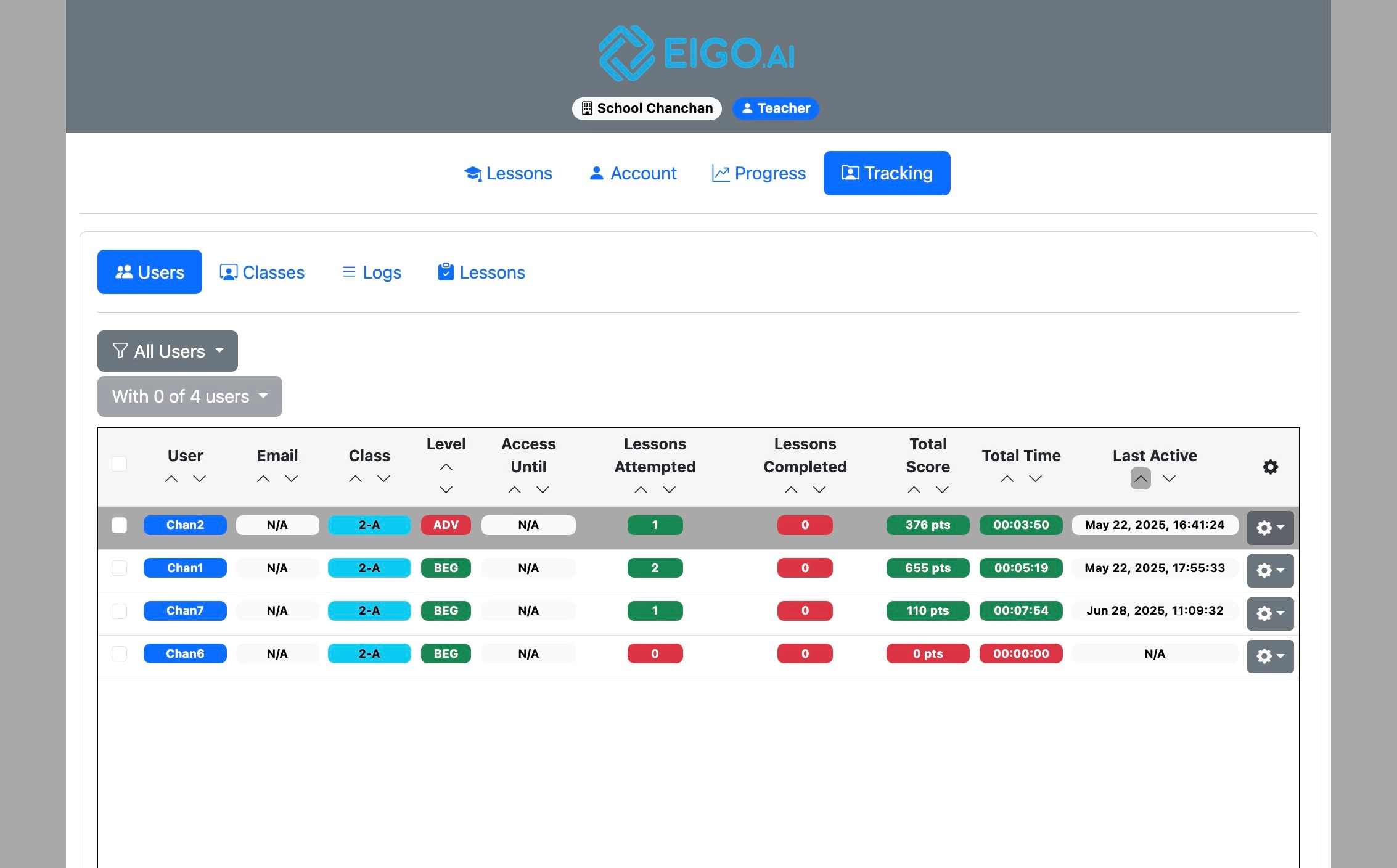 Screenshot for How to view tracked students, step 5