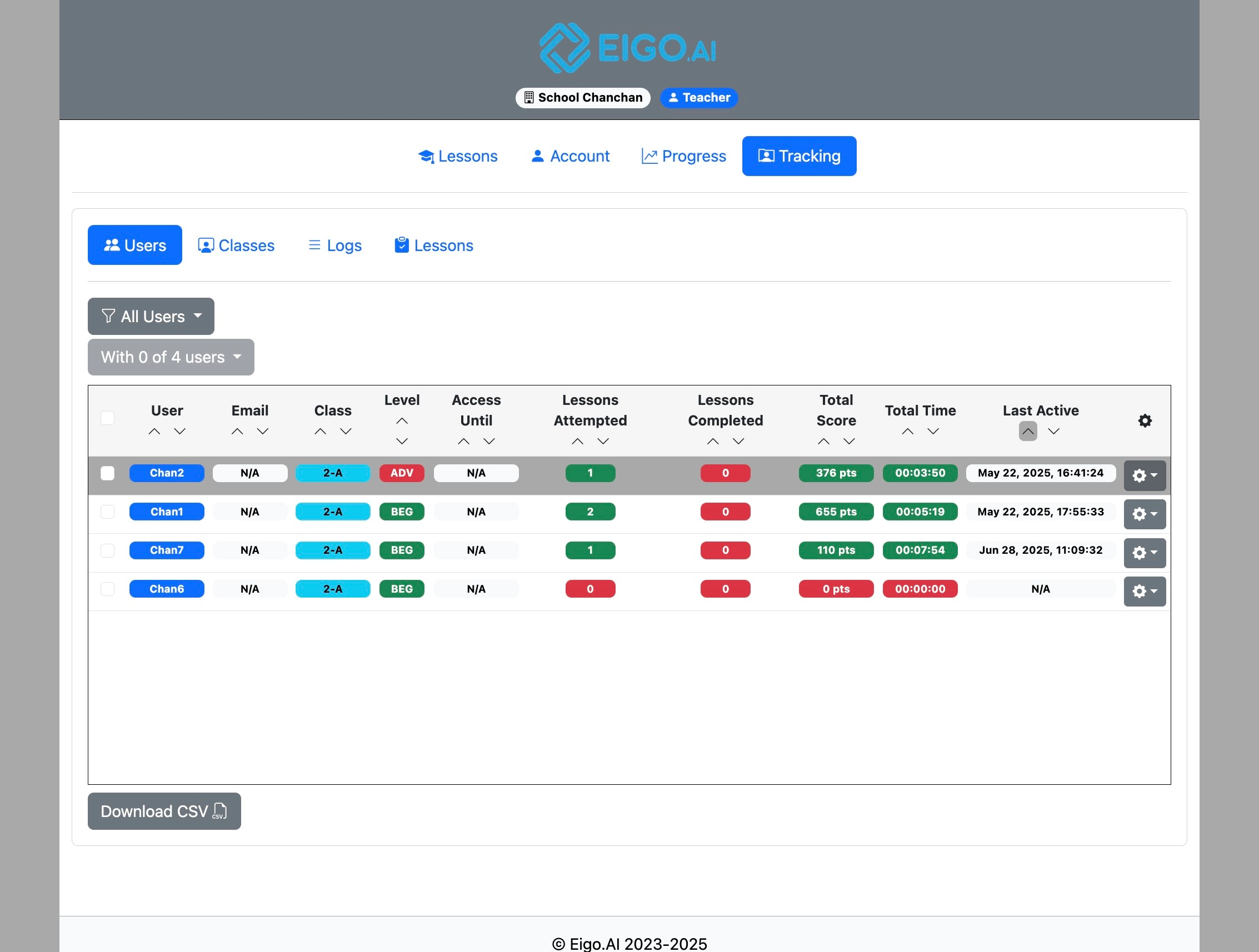 Screenshot for How to view tracked students, step 6
