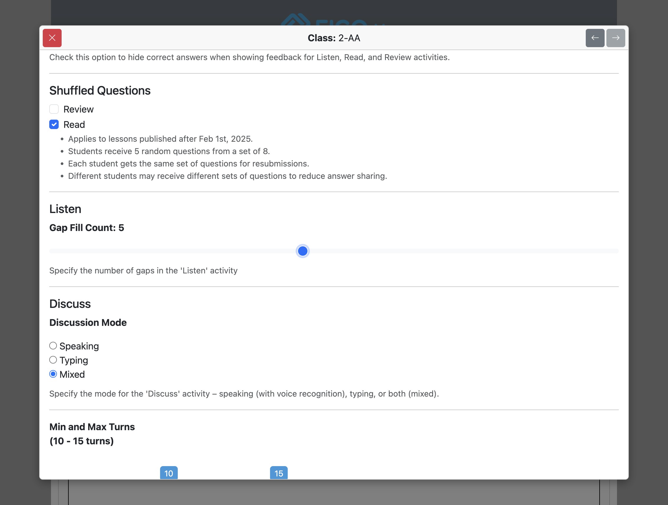 Screenshot for How to override institutional options for specified classes, step 20