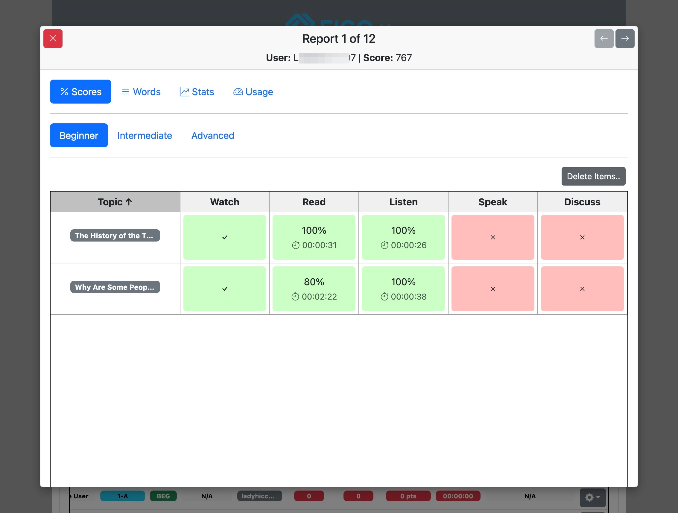 Screenshot for How to view student progress, step 6