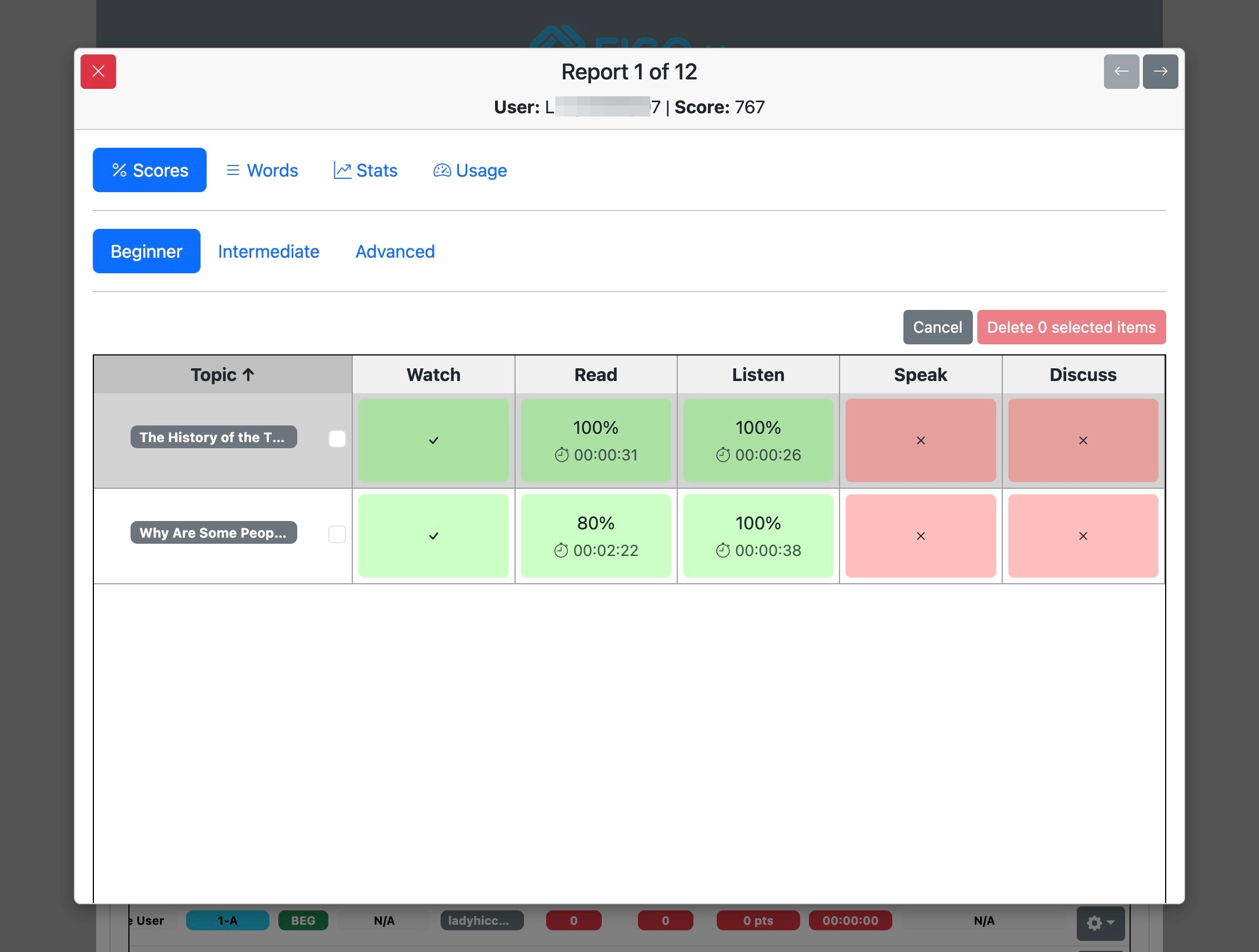 Screenshot for How to view student progress, step 7